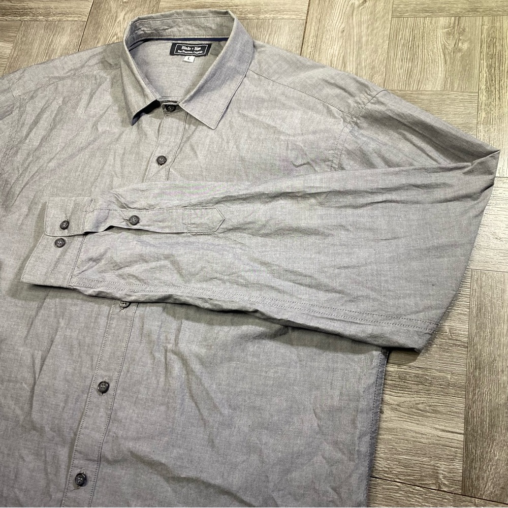 Blade + Blue Men's Shirt Button Down Long Sleeve Gray Large L - San Francisco Ca View 4